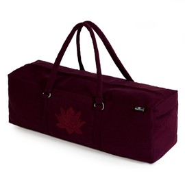 Yoga Studio YS/KitBag/SolidColours/Burgundy Yoga Kit, 71 x 23 x 18 cm, Cotton Yoga Mat Bag with Storage Pockets, YKK Zip Burgundy, 71 cm x 23 x 18 cm