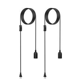 AryaLight 2-Pack Hanging Light Cord,15 ft Plug in Pendant Light Cord with On/Off Switch E26 E27 Socket (no Bulb Included) Hanging Lantern Cord, Black…