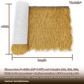 Realistic Synthetic Thatch Roll Sun-Bleached Yellow - 18 & 30 Inch Widths - Reinforced Weave for Mexican Palapa, Tiki Bars, Hawaiian Parties & Patio Decor (18 Inch Width x 4 Feet Length)