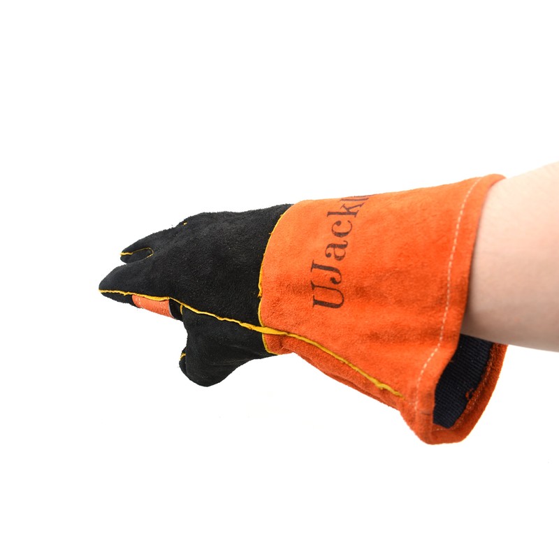 UJack Camping Gloves, Heat Resistant Gloves, Three-Layer Construction, Cowhide Leather,