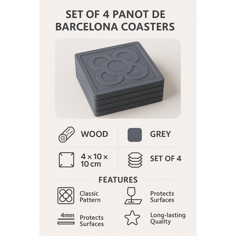 Vidal Regalos Panot Barcelona Coaster Set of 4 10cm