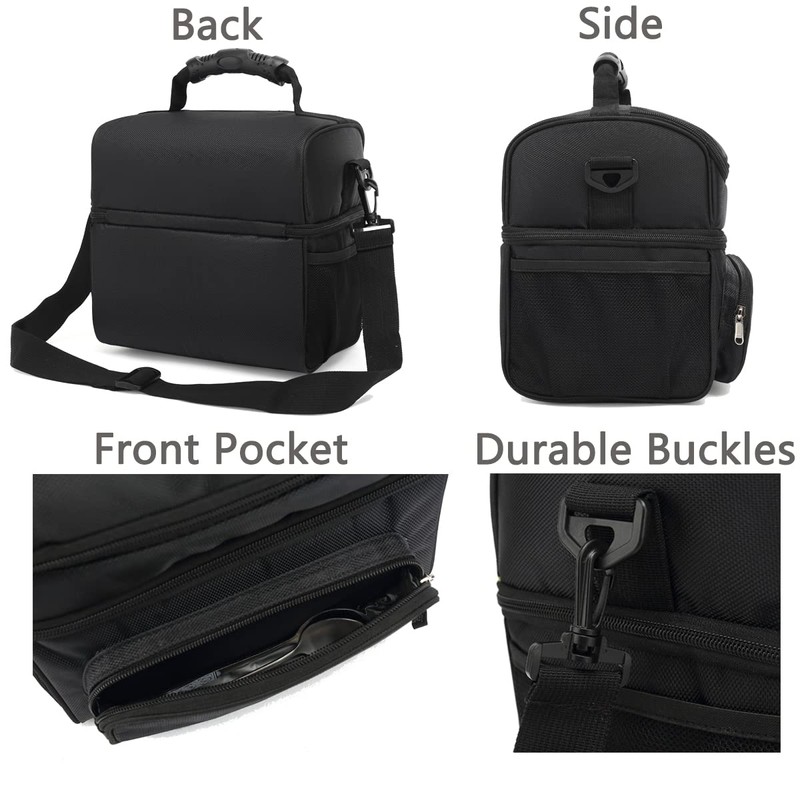 FlowFly Insulated Lunch Bag Adult Lunch Box Large Tote Double