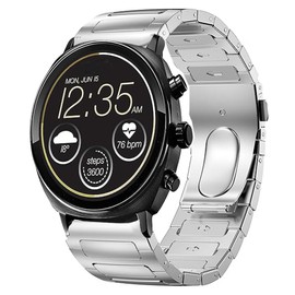 Lamshaw 22mm Solid Business Stainless Steel Metal Bands Compatible with Citizen CZ Smartwatch, CZ Smart Touchscreen Gen 2 CASUAL 41mm, Sport 44mm, CZ Smart Hybrid Gen 2 Sport Smartwatch (Silver, 22mm