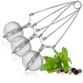 Wilhelm Sell® 3 x Tea Strainer Made of Stainless Steel - Tea Infuser in Ball Shape - Easy to Clean Strainer for Loose Tea, Spices and Herbs - Fine Mesh Tea Filter (Pack of 3)