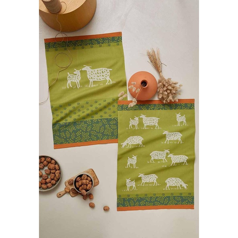 Coucke Printed Jacquard Cotton Wicker Tea Towel 50 x 75