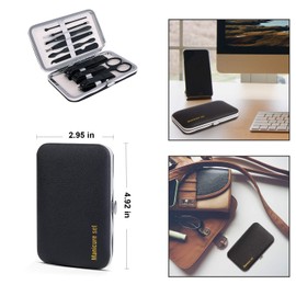 Manicure Set, Travel Mini Nail Clippers Kit Pedicure Care Tools, 10pcs Stainless Steel Grooming kit (Black)