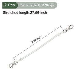 YOKIVE 2 Pcs Retractable Coil Spring Keychain with Lobster Clasps, Spiral Stretchy Cord Strap Snap Hooks | Great for Home Keys, Backpacks (White, 4-Inch)