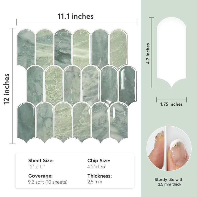 Vamos Tile Upgraded Thicker Design Peel and Stick Backsplash Tile,