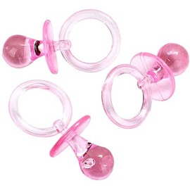 Pink Plastic Baby Pacifier Favors 2.5 (12 pieces)