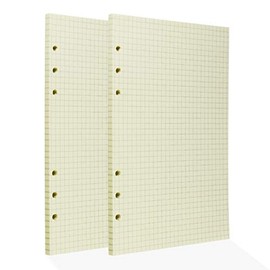 A5 Refillable Note Paper Refill Paper 6 Hole Notebook Refill 120 Sheets / 240 Pages Checked Notepads Diary Refill Inserts Paper Beige (Binder with 6 Holes)