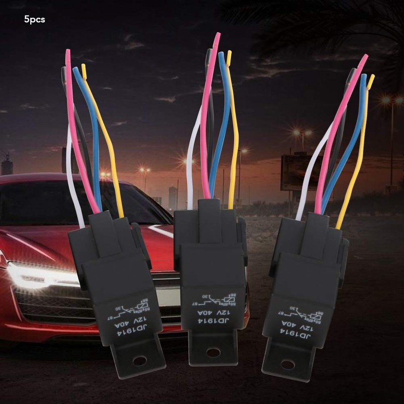 Waterproof Relay Wiring Harness, 5pcs 12V 30A/40A Car Relay, Car