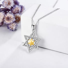 DAYLINLOVE Star of David Necklace 925 Sterling Silver Jewish Star Necklace Star of David Pendant for Men Christian Jewelry Gifts for Women