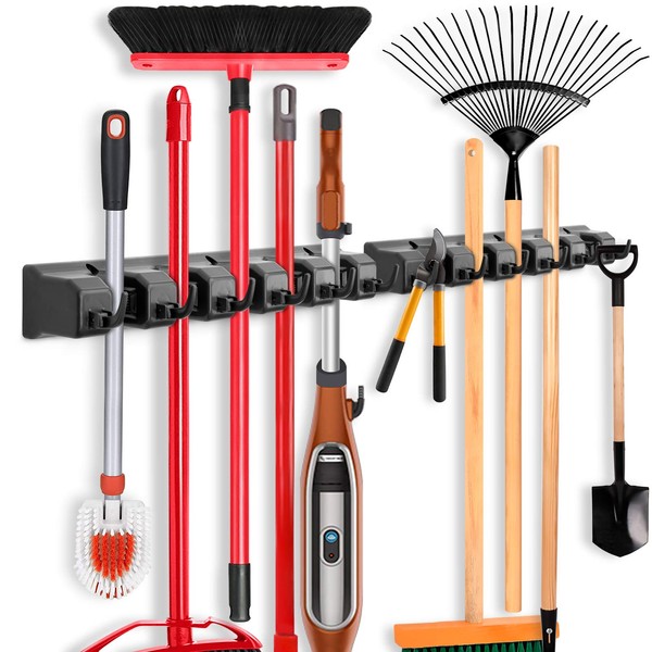 IMILLET 2 Pack Mop and Broom Holder, Wall Mounted Organizer