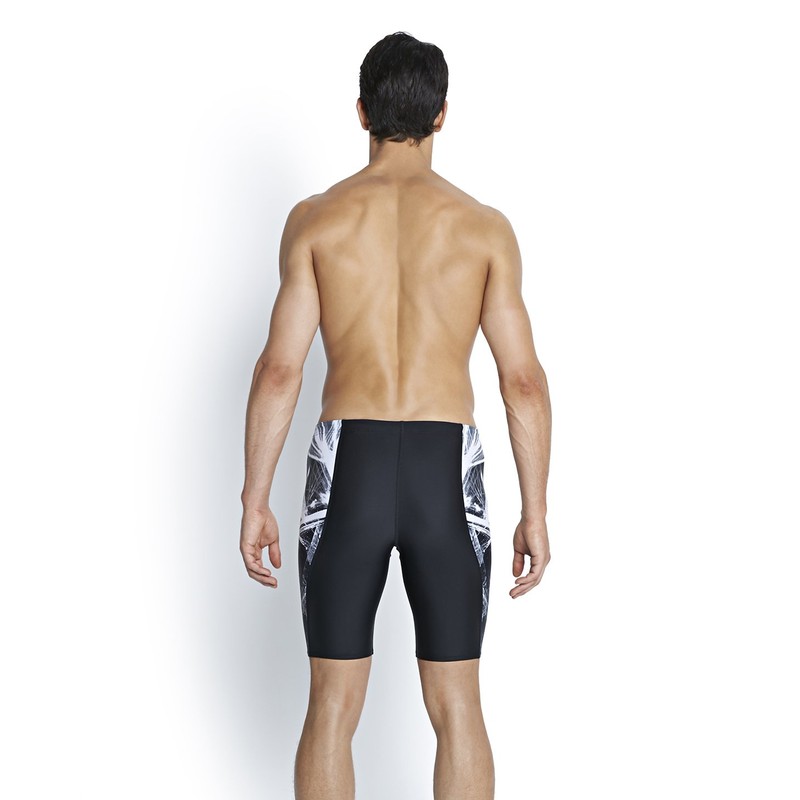 Speedo Men's Placement Curve Panel Print 33 Jammer - Black/USA