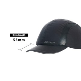 MOHEEN Safety Bump Cap, Baseball Hat Style with Reflective Stripes Lightweight and Breathable Hard Hat Head Protection Cap 18202 Black Short Brim