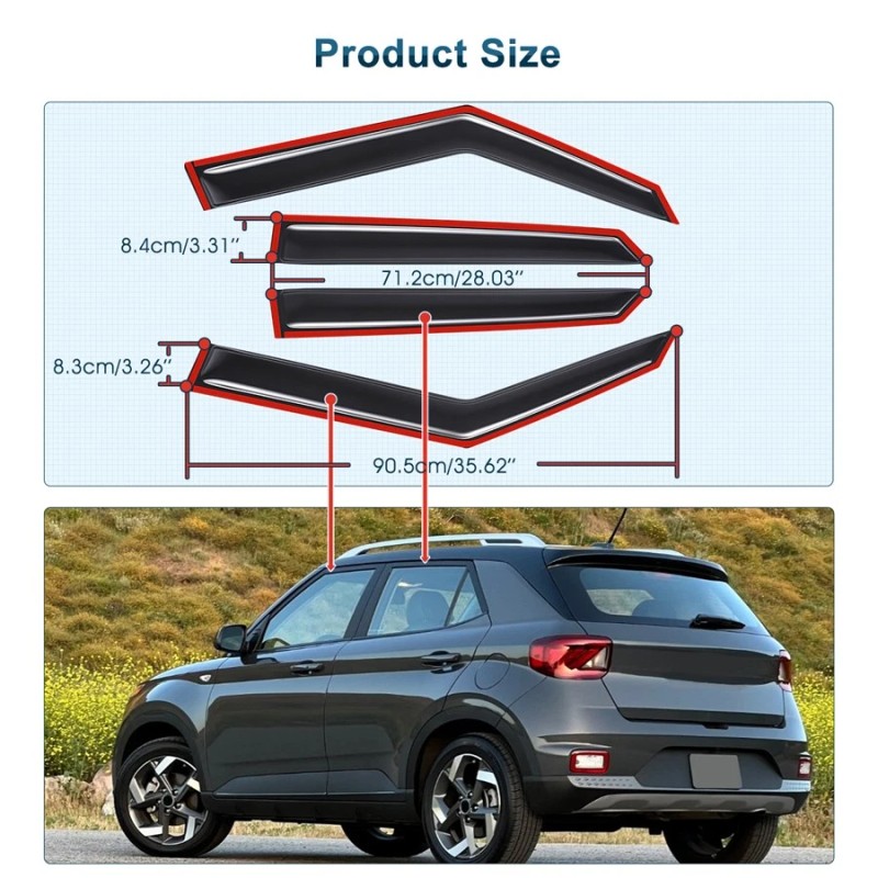 GEARZAAR For Hyundai Venue 2020-2024 Window Vent Visor Rain Guards