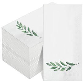 Fullhawl 100 Pcs Greenery Eucalyptus Disposable Napkins Eucalyptus Leaf Guest Napkins Hand Towels Green Leaves Decorative Dinner Luncheon Cocktail Paper for Bathroom Wedding Baby Shower Supplies Decor
