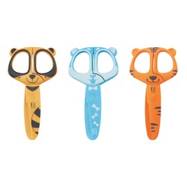 Vaessen Creative Set di Forbici per Bambini Procione, Cane, Tigre - 3 pz da 12 cm - Forbici punta arrotondata per la Sicurezza - Per Mancini e Destrimani - Progetti Creativi e di Hobbistica