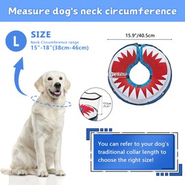 Inflatable Dog Cone Collar Soft Dog Donut Collar Alternative After Surgery for Large Medium Small Dogs Recovery Cone Adjustable Pet Neck Collar with Enhanced Anti-Licking Guard Shield,Shark Blue,L