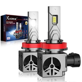KORKIE H11/H9/H8 Headlight Bulbs, 24000 LM Bright 6000K Cool White H11 Light Bulb, IP68 Waterproof,Plug and Play,Pack of 2
