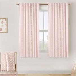 Kids Curtains for Bedroom Girls,Blackout Light Blush Pink Floral Boho Black Out Beautiful Pastel Curtains for Baby Room Playroom 63 Inch Length