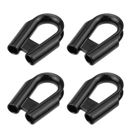 Savagrow 4Pcs Rope Tube Thimble with Gusset Black Wire Tube Thimble 304 Stainless Steel Winch Rope Tube for 6-8mm Cable