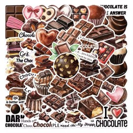 Chocolate 52 PCS Cartoon Chocolate Stickers Food Decals Laptop Hydro Yeti Free Shipping!