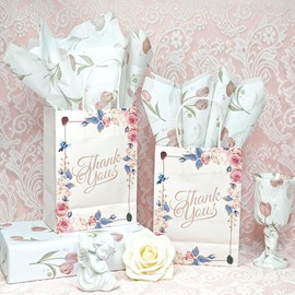 Floral Tissue Paper, White with Pink Tulip Flowers Pattern- 20"x30" 15 Sheets, Elegant Gift Wrapping Tissue Paper for Gift Bags Packaging, Mother's Day Wedding Party Decor Spring Baby Shower Supplies