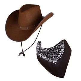My Illusions Dark Brown Cowboy Hat + Black Bandana