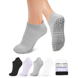 yeuG Pilates Socks for Women Non Slip Grip Socks Ankle Grippy Yoga Socks for Ballet, Pure Barre, Dance, Barefoot Workout
