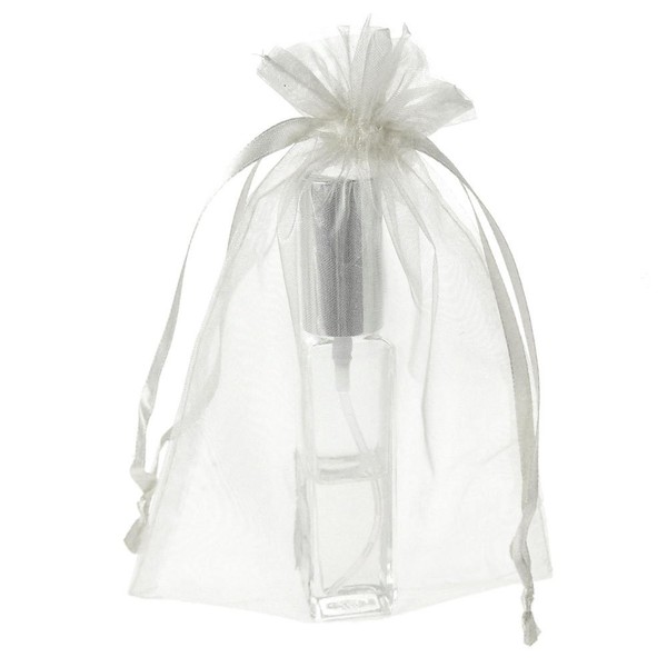 Sheer Organza Favor Pouch Bags, 12-Pack (5" x 6.5", White)