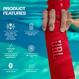 JBL Flip 6 Portable Bluetooth Speaker with 2-way speaker system and powerful JBL Original Pro Sound, up to 12 hours of playtime, in red