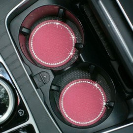 JNNJ Pack of 2 Universal Car Drink Holder Coasters, Car Fluorescent Coaster, Car Cup Holder Coaster, High Temperature Resistance, Accessories (Pink)