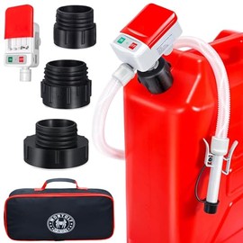 Automatic Fuel Transfer Pump with Auto-Stop, 51'' Extra Long Hose, 3.2 Gallon per Min, 4 Can Adapters, Fast and Safe Portable Gas Can Pump for Oil, Diesel,Gasoline