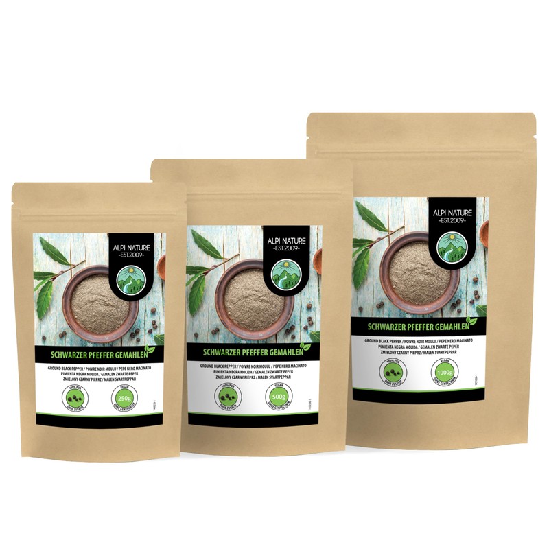 Black pepper ground (500g, 1.1lb), black pepper ground 100% natural,