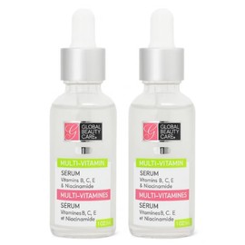 Global Beauty Care Suero facial multivitamínico, suero facial hidratante con niacinamida y vitaminas B, C y E para una piel más suave y saludable y apoyo radiante, cuidado facial diario, 1 onza líquida (paquete de 2)