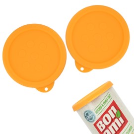 2 Pack Silicone Powder Cleanser Lids, Compatible with Bar Keepers Friend, Generic, Comet, Ajax Powder Cleanser(12 oz & 21oz), Moisture Resistance, Cleanser Accessory to Keep Powder Dry(Orange)