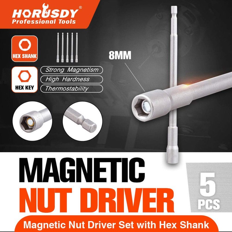 5x 8mm / 10mm Magnetic Power Nut Setter Driver Bit