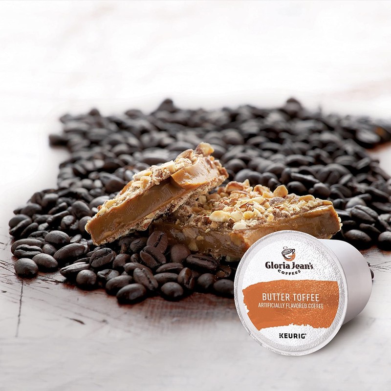 Gloria Jean's Coffees Butter Toffee, Single-Serve Keurig K-Cup Pods, Flavored