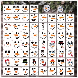 Snowman Face Christmas Stencils for Painting on Wood Cookie Gingerbread Small Stencils for Ornaments Mini Christmas Stencils for Crafts Glass Decorations (60 Christmas 3inface)