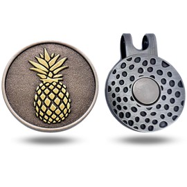 Marcadores de metal completo de piña único accesorio magnético de metal para pelota de golf con clip para sombrero para hombres y mujeres (1 marcador de bola + 1 clip para sombrero)