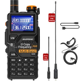 BAOFENG K5 Plus High Power Long Range Walkie Talkie Six Bands Air Band Two Way FM AM Radio NOAA USB-C Charging Wireless Copy Frequency VOX 999CH Radio for Hunting (Standard with 771 Antenna Set)