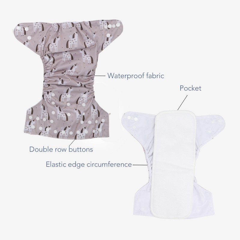 2pcs Baby Cloth Diapers Reusable Washable One Size Adjustable Stretchy