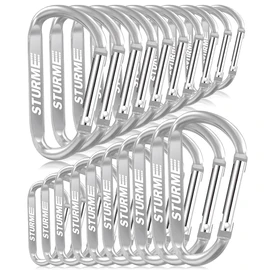 STURME 20 Pieces 2.7 Inch Carabiner Clip Durable Carabiner Hook Small Carabiner Aluminum D-Clip for Fishing, Hiking or Travel