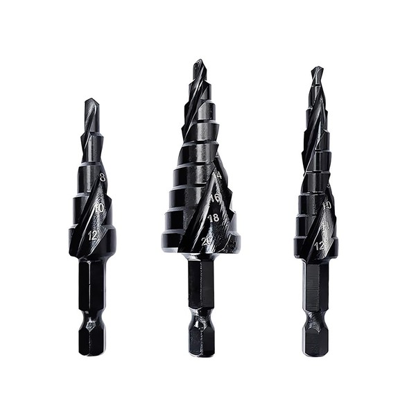[Set of 3] Step Drill Helix Hexagonal Spiral More Sharp,