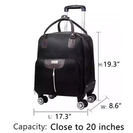 Rolling Laptop Bag, Lightweight Travel Trolley Luggage with 360° Spinner Wheels, Carry-On Wheeled Computer Tote
