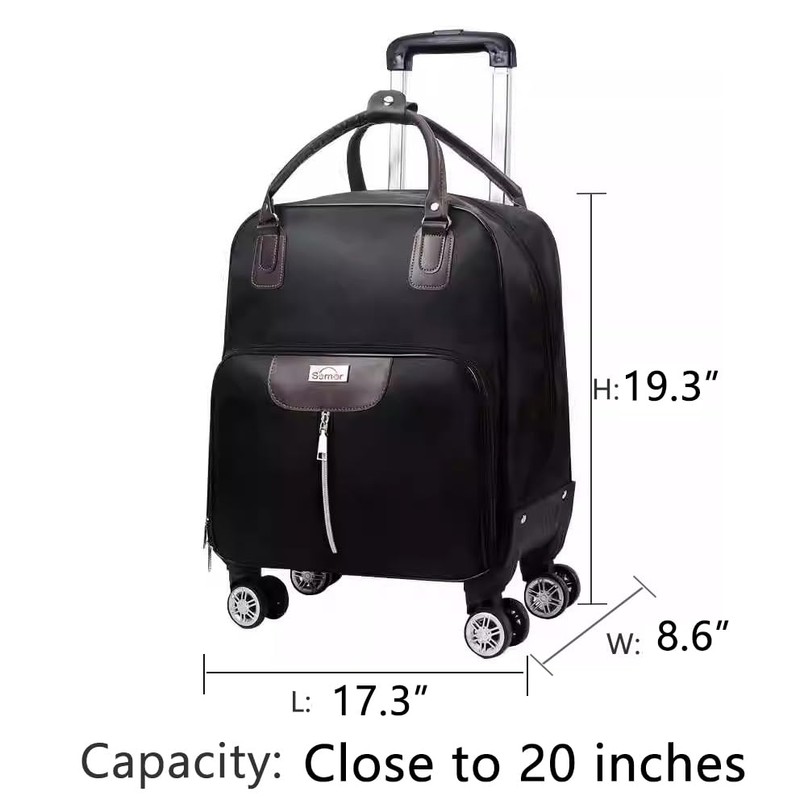 Rolling Laptop Bag, Lightweight Travel Trolley Luggage with 360° Spinner