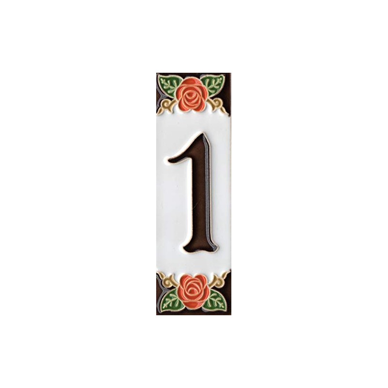House Numbers, Italian Ceramic Numbers & Letters Tiles Orange Rose