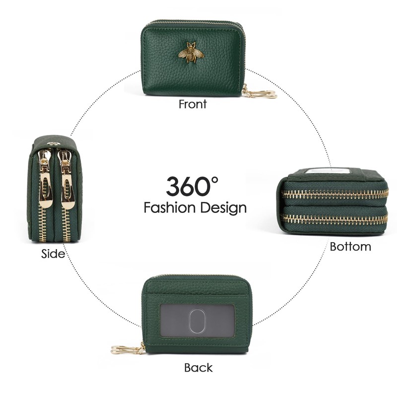 imeetu RFID Credit Card Holder, Small Leather Zipper Card Case