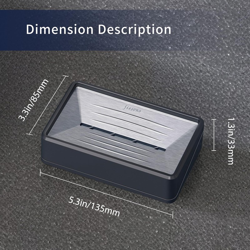 FIESONO Soap Dish Tray with Drain, Stainless Steel Soap Bar